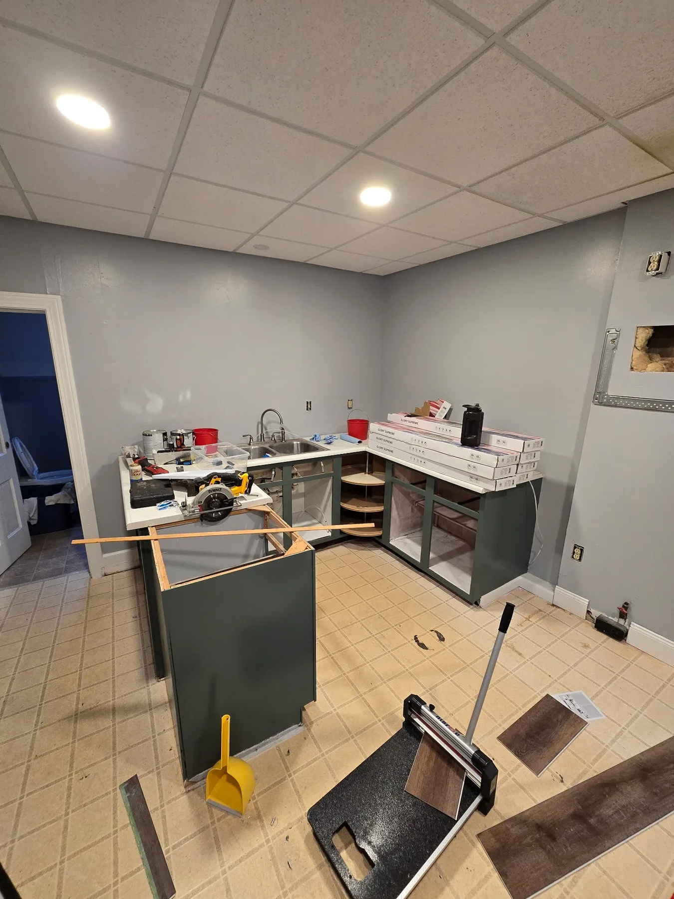 Kitchen during rebuilding work