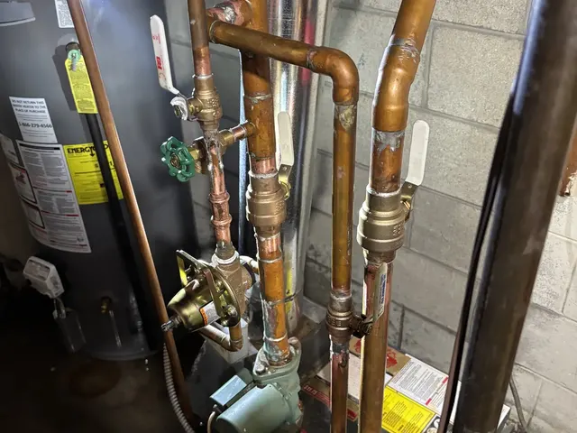 Replacement water heater with new connected lines